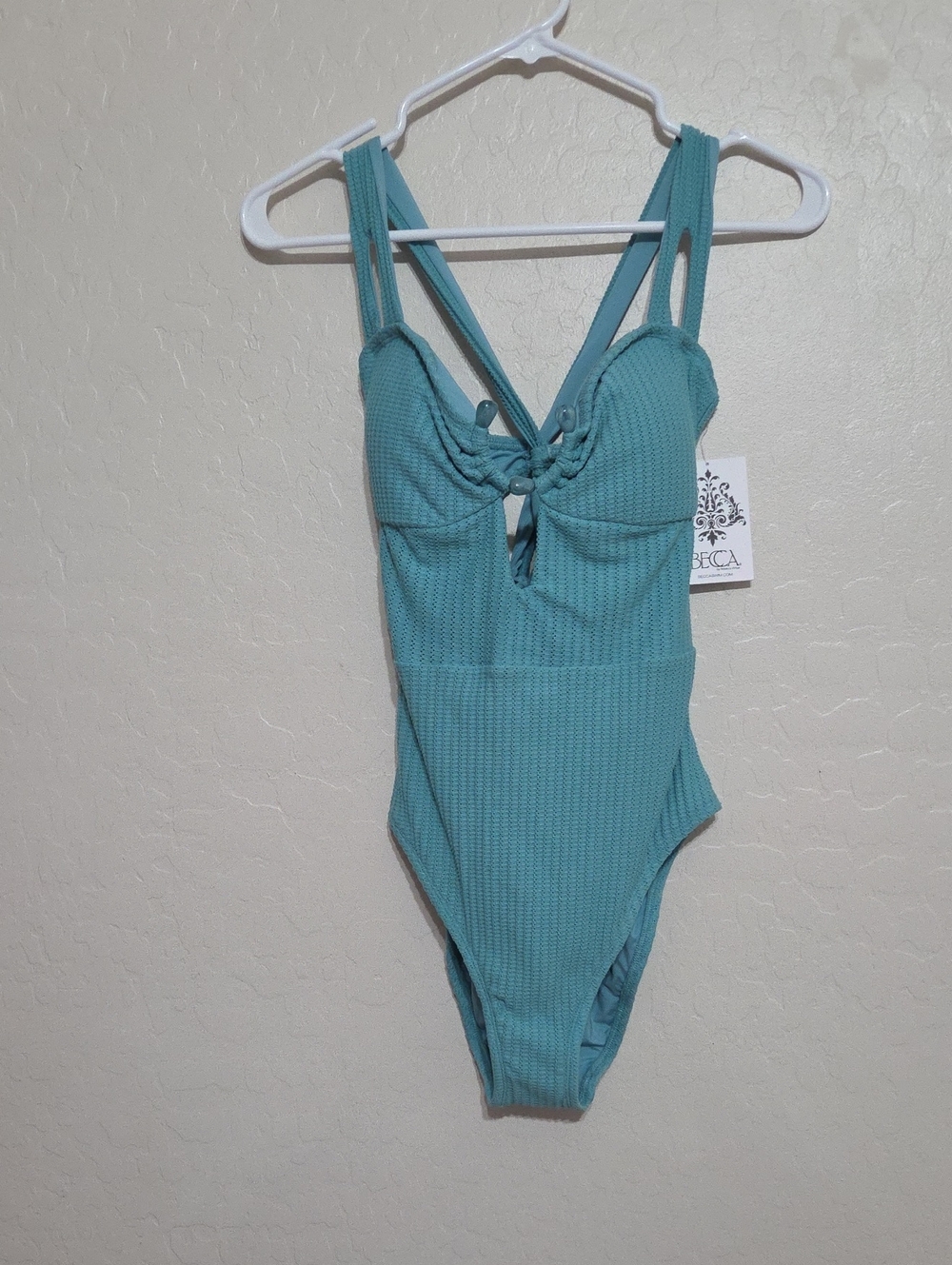 BECCA Seafoam Textured One-Piece Swimsuit with Front Detail